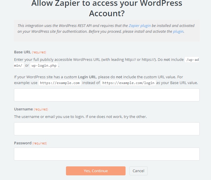 Zapier WordPress —  Integrate WordPress account with Zapier