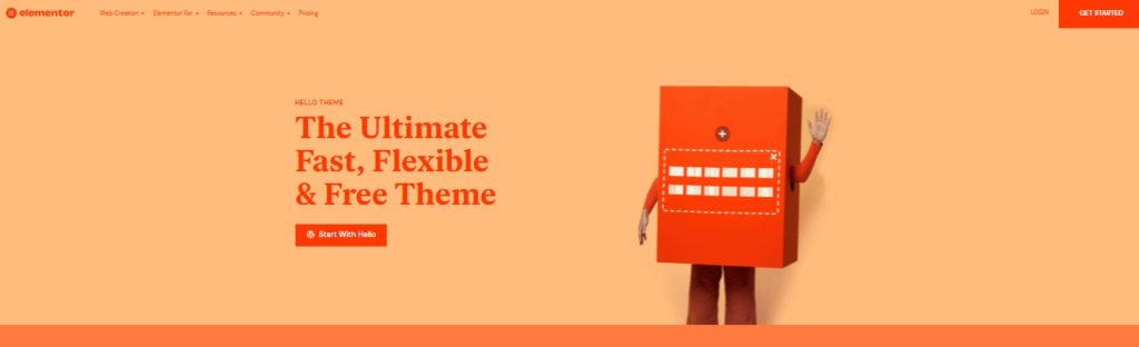 Most popular free WordPress themes — Hello by Elementor