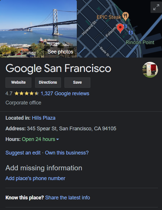 Benefits of google my business — share address on Google Maps